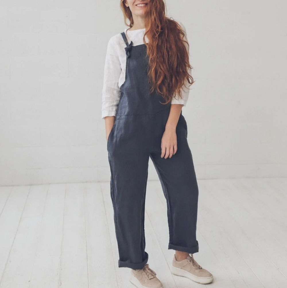 Made In Italy Adjustable Linen Blend Jumper - Picture 2 of 12